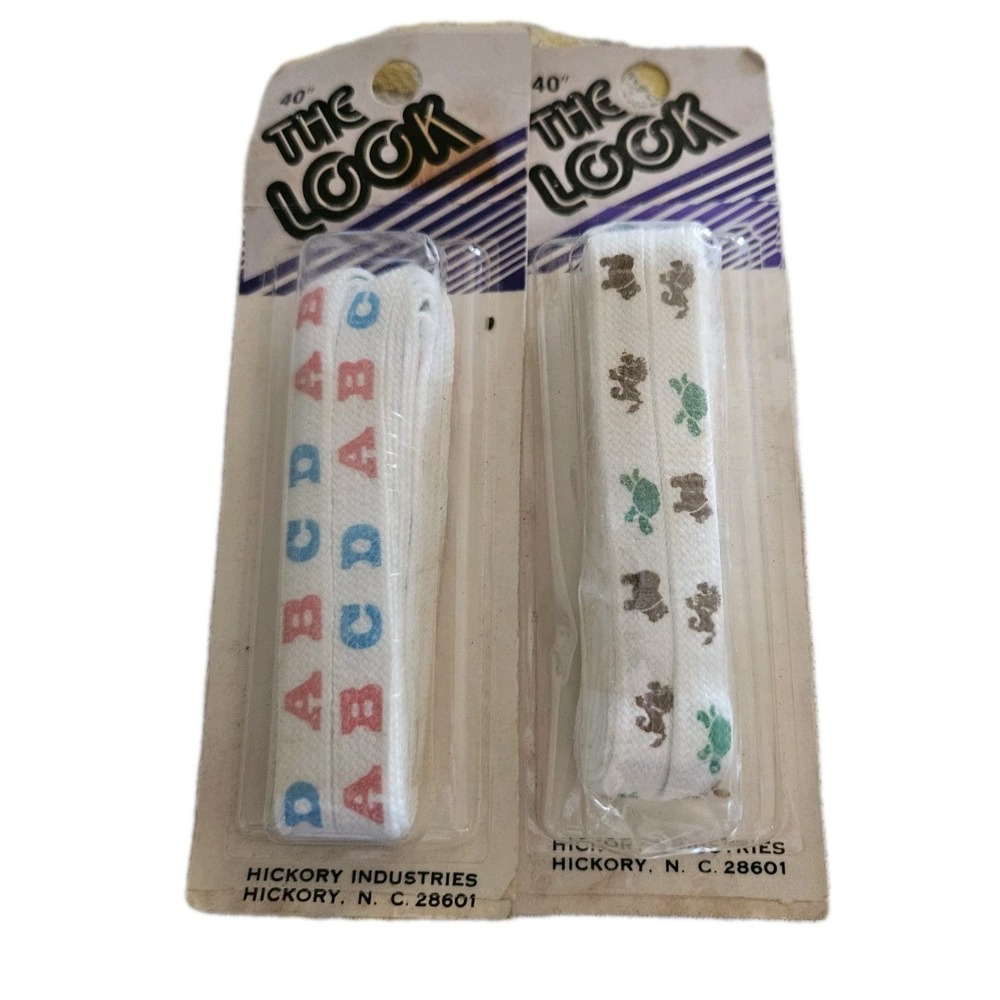 Vintage 40" The Look Shoelaces 2 Pair NOS Hearts & ABCs